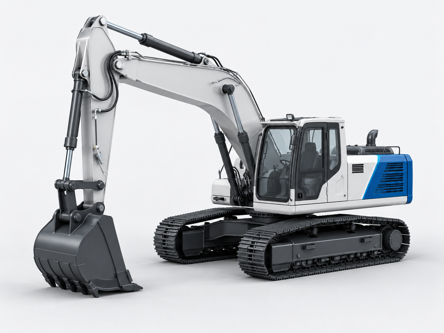 3D illustration of a tracked excavator