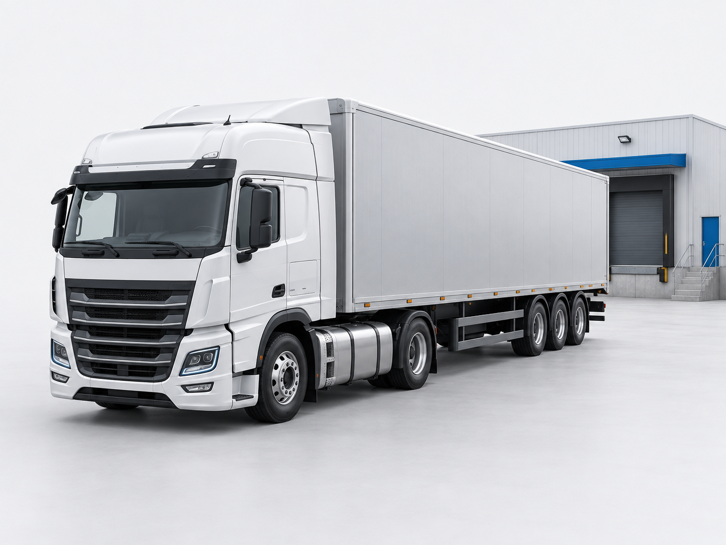 3D illustration of a logistics truck with a visible fuel tank